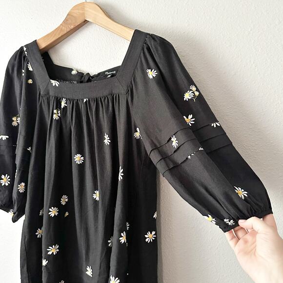 Madewell Square Neck Linen Mini Dress Lazy Daisy Print Women's Size XXS‎ - Picture 3 of 11